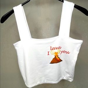 White Crop top with design